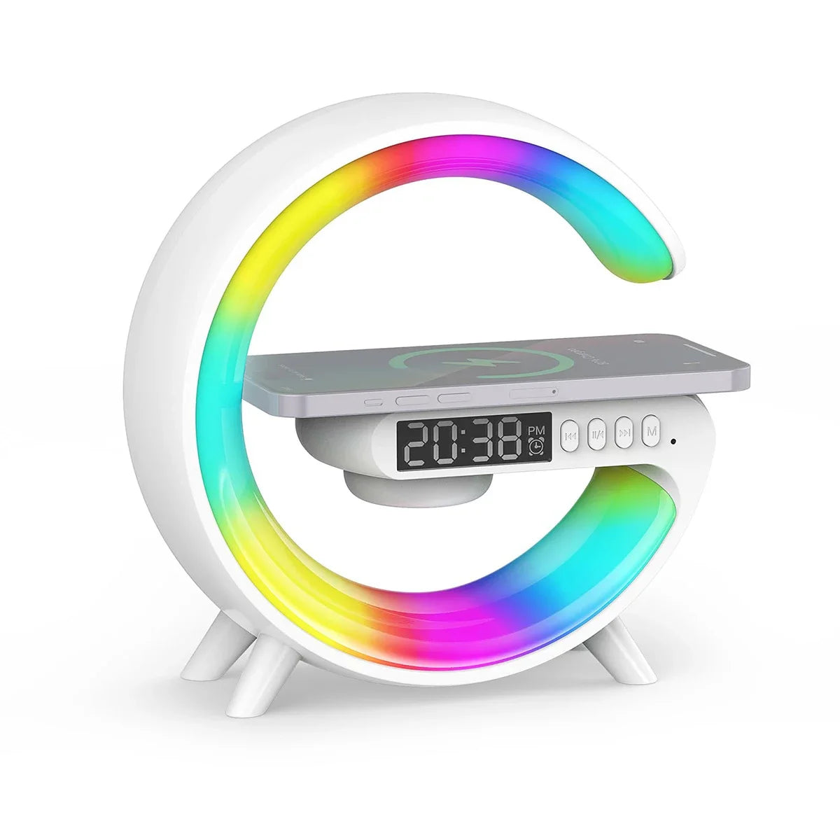 Qi-Certified Wireless Charger Night Light, Bluetooth 5.3 Speaker 13 Colors & Sunrise Alarm Bedside Lamp for Bedroom Office Gifts