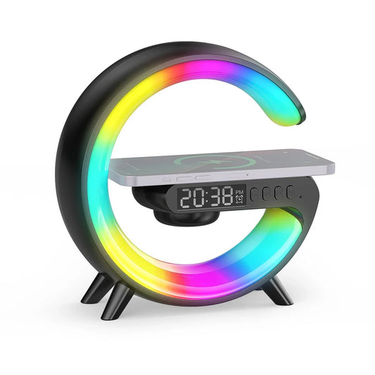 Qi-Certified Wireless Charger Night Light, Bluetooth 5.3 Speaker 13 Colors & Sunrise Alarm Bedside Lamp for Bedroom Office Gifts